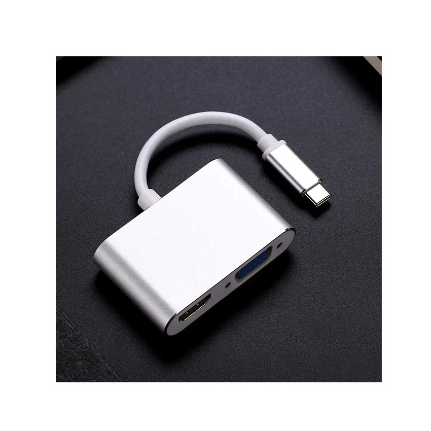 multi port extensor usb hub connector adapter with type c to vga