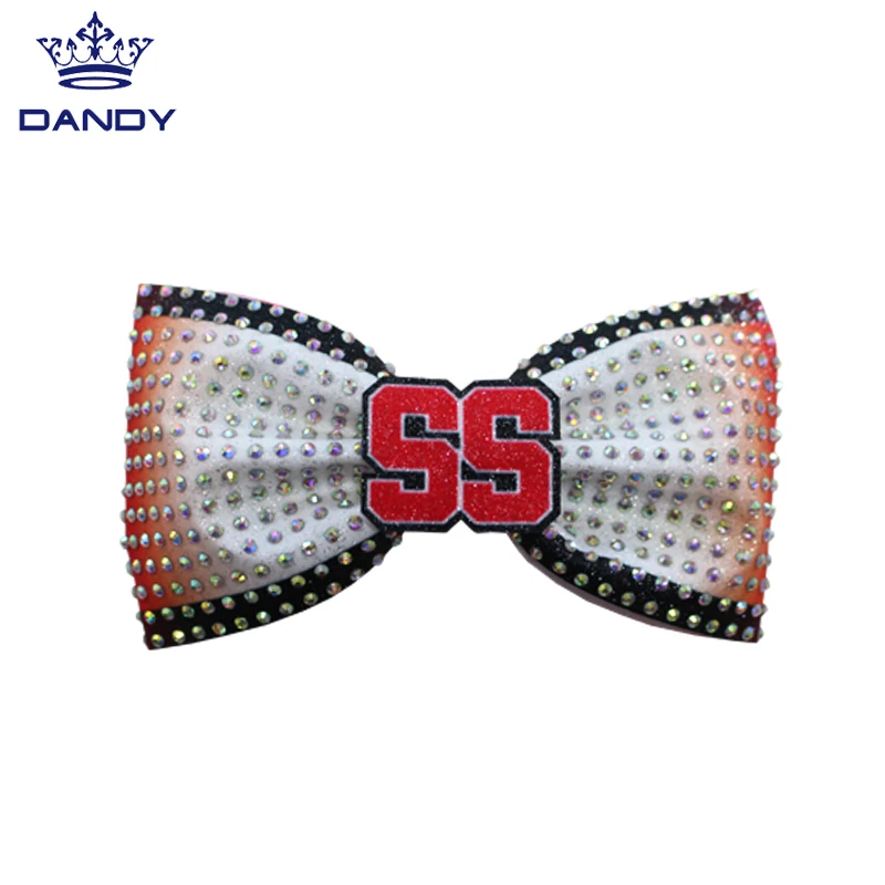 Noeud Cheveux Paillettes Cheerleading - Personnalisation Nom Gratuite - Fait Main Neuf