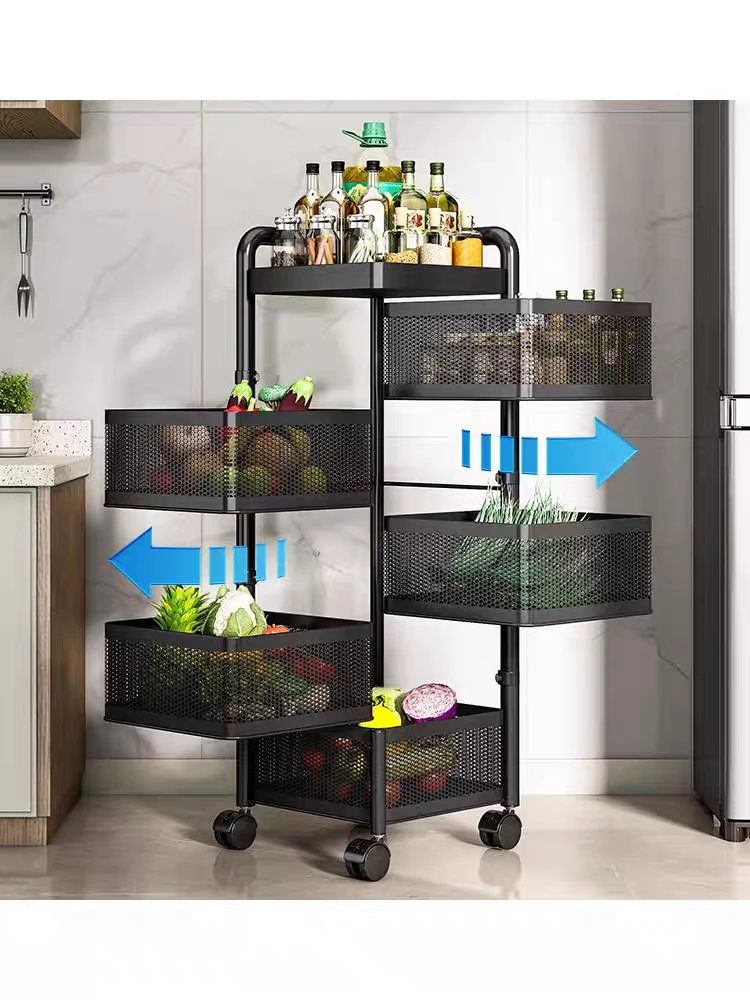 Rotating Storage Baskets Rack Metal Basket Kitchen Organizer Storage ...
