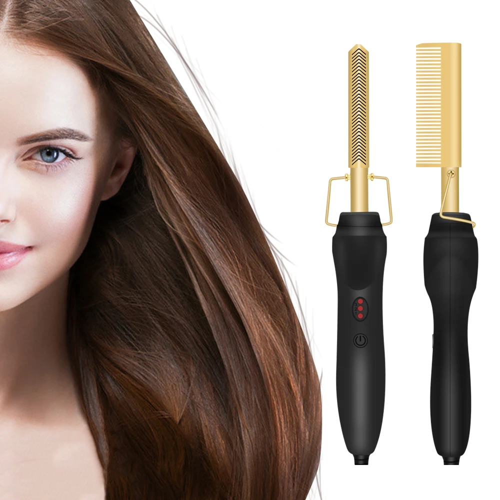 Luxury Professional Salon Electric Hair Straightener Hot Comb Curling Straightener Hair Heating Styl