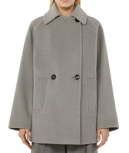 Customized Design High Quality Double Breasted Women's Premium Wool Coat Luxurious Loose Casual Wool Coat for Woman