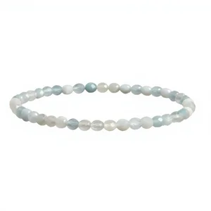 Landorilo 4mm Stretch Bracelet Aquamarine Natural Stone Beads-Yoga Women/Men Lucky/Friendship Replacement Beads Included Made