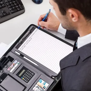 Multifunctional Document File Top Grade Business Document Zipper Bag with Notepad and Calculator