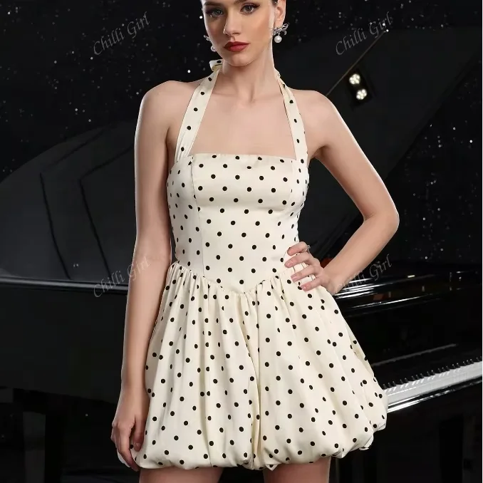D&M Fashion Womens Clothing Pleated Polka-dot Duchesse-satin Mini Dress Woman Satin Sexy Backless Mini Short Club Party Dresses D&M Fashion Womens Clothing Pleated Polka-dot Duchesse-satin Mini Dress Woman Satin Sexy Backless Mini Short Club Party Dresses