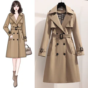 Bozon Custom Fashion Loose Woolen Trench Coat Womens Winter Plaid Jackets Ladies Long Coats Faux Fur Winter Women'S Coats