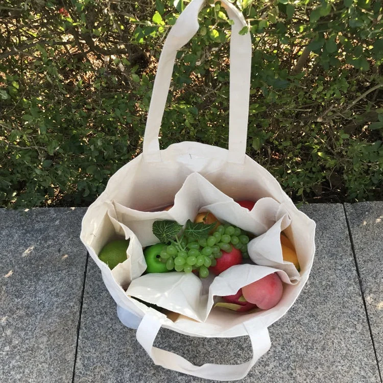 Sac d'épicerie lavable, poche fourre-tout écologique en coton