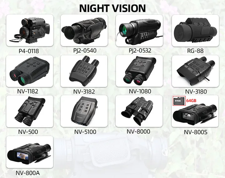Binock NV800S Widescreen LED Display Digital Binoculars Night Vision With Infrared System and 64GB Memory Card