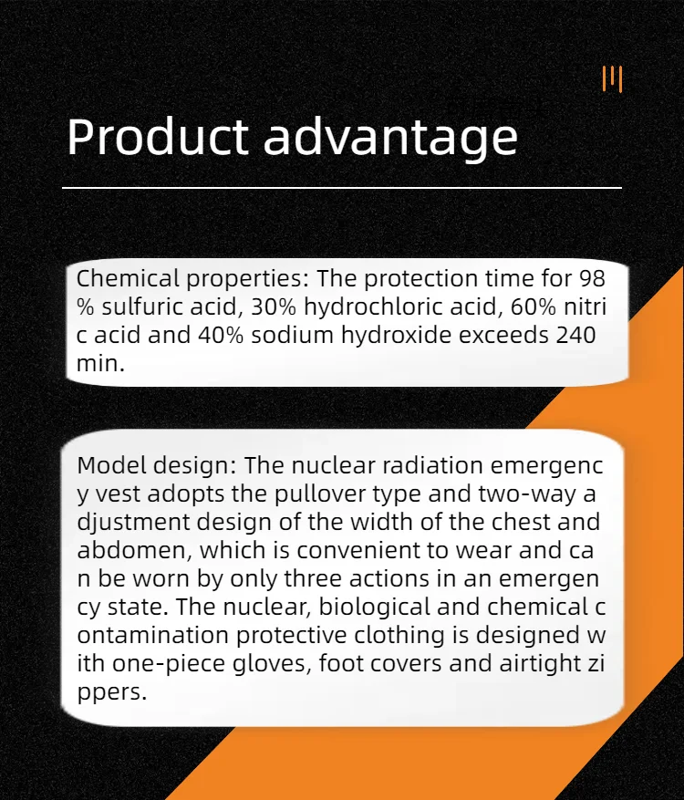 Cotton Nuclear Radiation Protective Suit with Vest and Pants Emergency Jacket and Pants for Contamination Protection