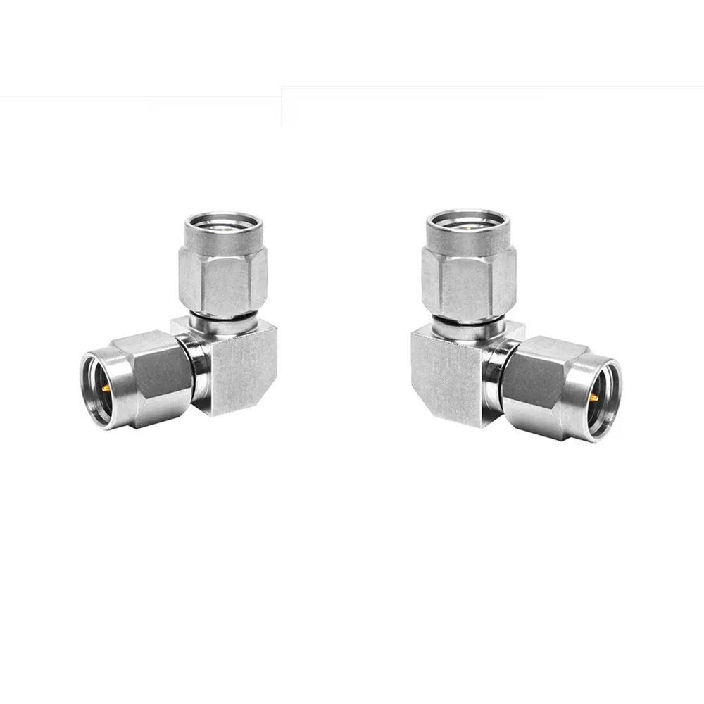 18G Stainless Steel Precision SMA Male to Male Right Angel Adapter