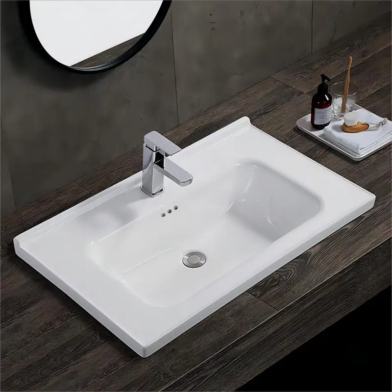 Rectangular Ceramic Vanity Sink White Household Washbasin Sink Porcelain Cabinet Basin