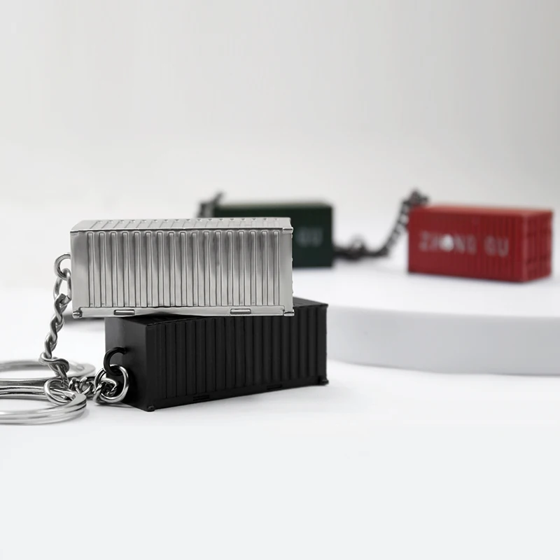 Promotional Unique 3D Luxury Shipping Container Rectangular Key Chans Custom Logo Colorful Souvenir Business Gift Metal Keychain