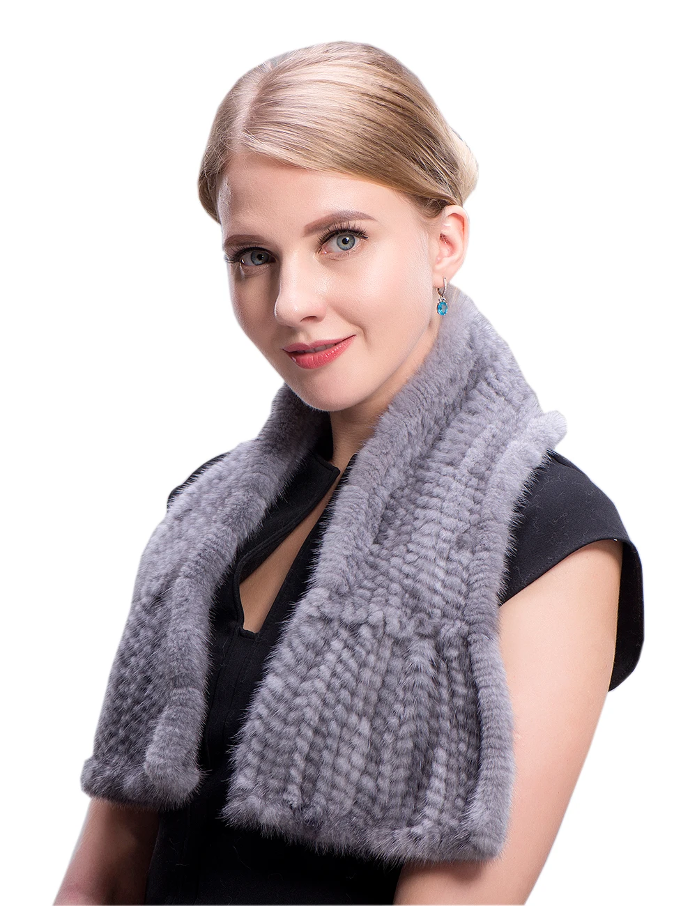 MWFur ручной вязки роскошный норковый меховой шарф двусторонний мех короткий стиль для женщин