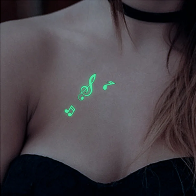 Неоновые татуировки наклейки черные огни для светящейся вечеринки светящиеся Временные ювелирные украшения тела мерцающие кожа неоновые временные