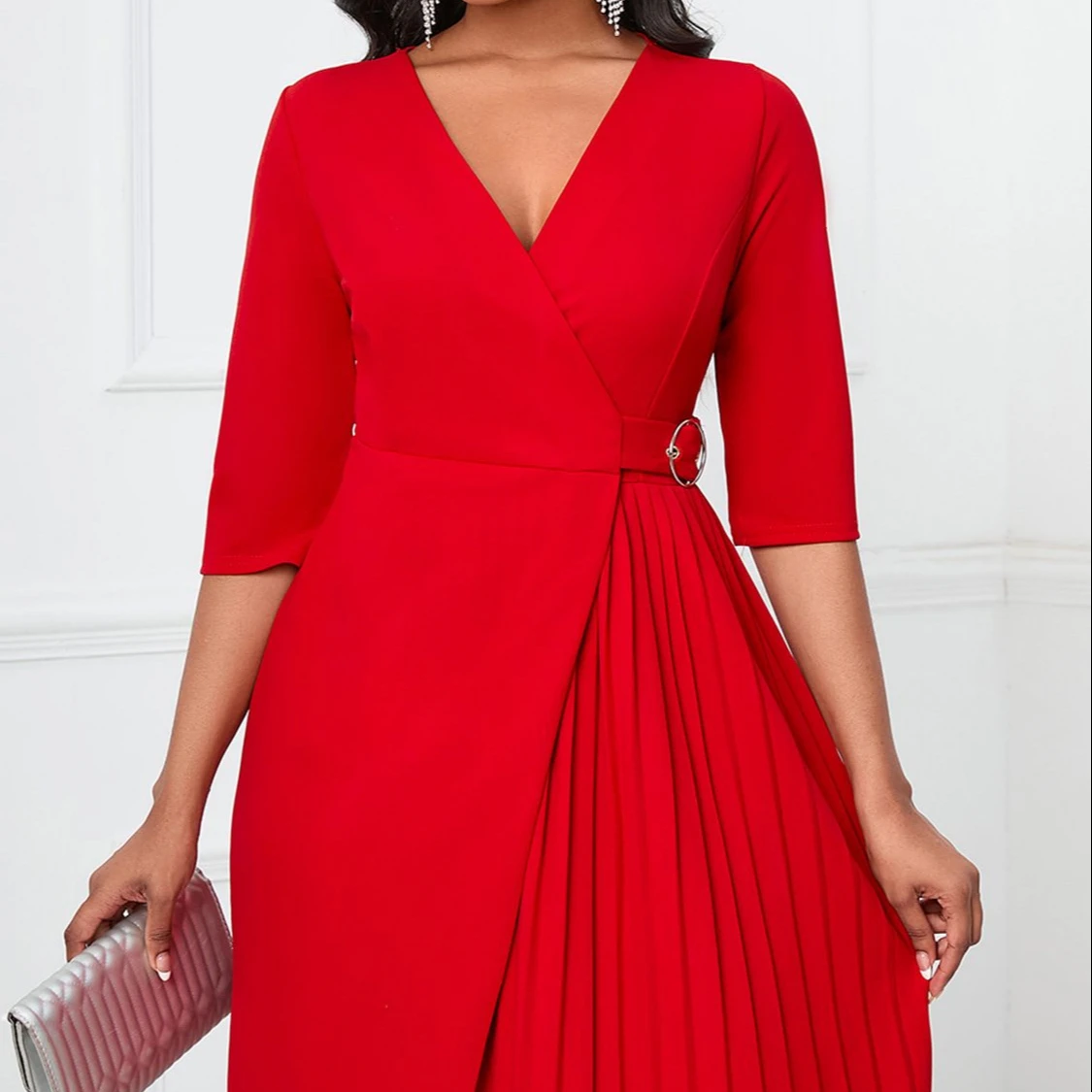 slim fit dresses new look New Look ruched side split midi dress in black