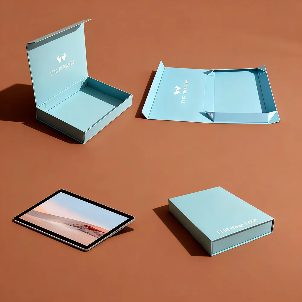 Caja de Embalaje para Portátil de Lujo | Caja Personalizada de Cartulina Ecológica | Diseño Plegable Magnético con Protección de Espuma y Acabado en Relieve