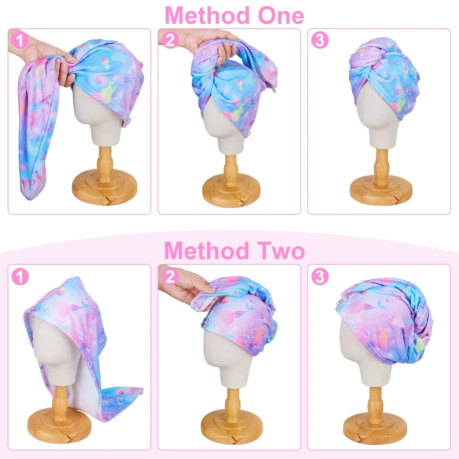 Microfiber Hair Towel Wrap For Kid Rapid Drying Towel Absorbent Turbans