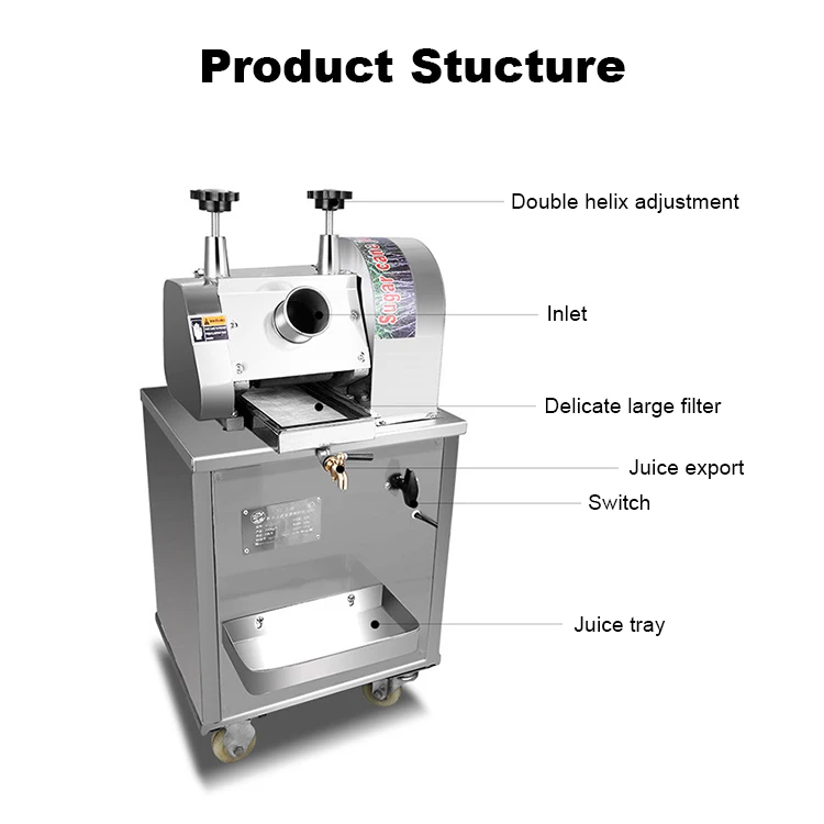 Commercial Stainless Steel Sugarcane Juicer Making Home Sugar Cane
