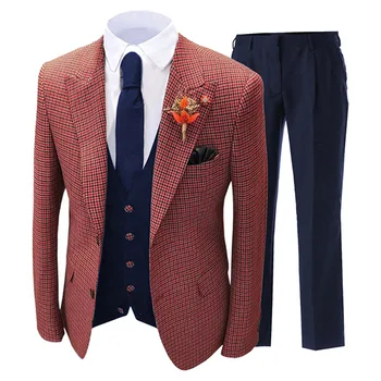 Luxury 3piece Men's Wedding Suit Slim Stripe Color Business Office Suit Sets Large Size Blazer+pants +vest EUR US Size XS-3XL