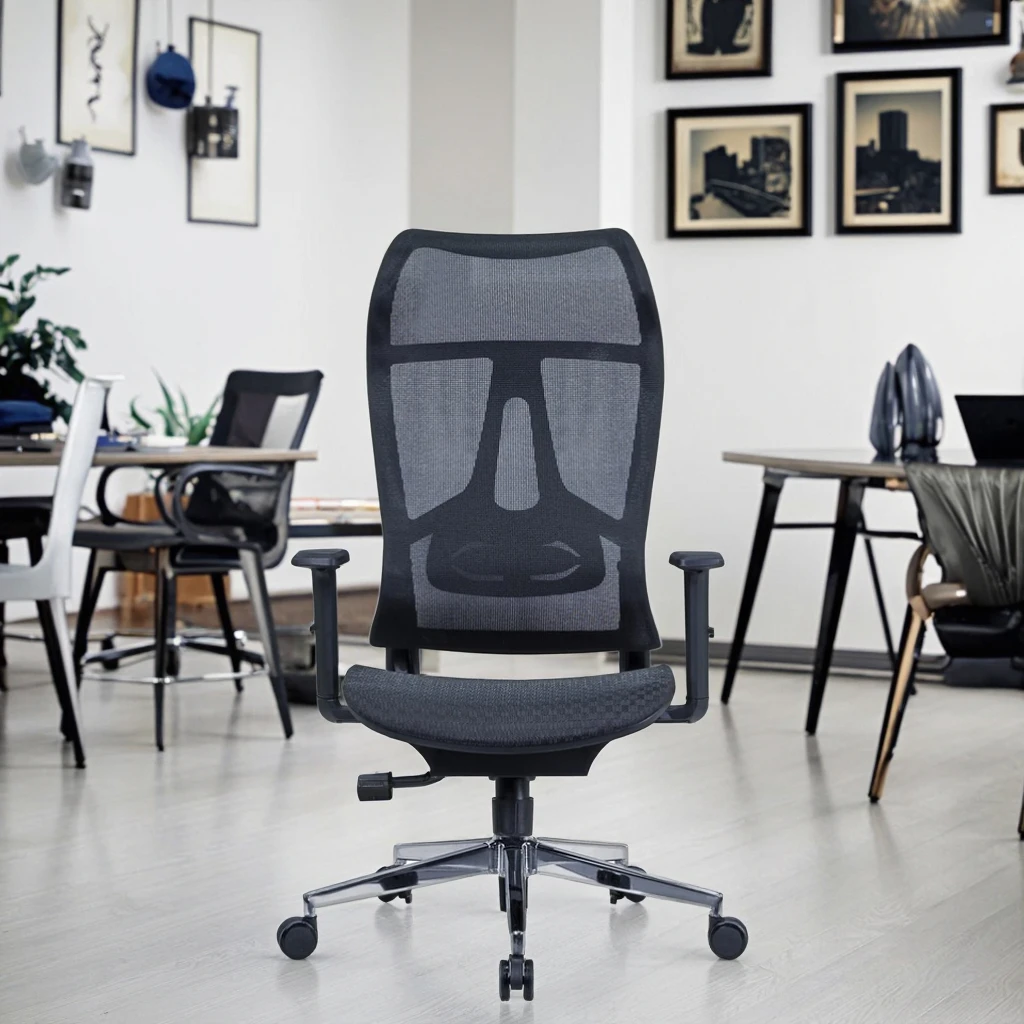Premium High-End PU Executive Ergonomic Desk Chairs Adjustable Headrest Integrated Lumbar Support Memory Foam Seat Steel Base 2