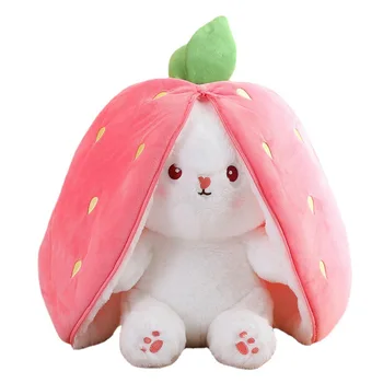 Creative New Strawberry Transformed Into Bunny Plush Toy Carrot Rabbit Plush Pillow