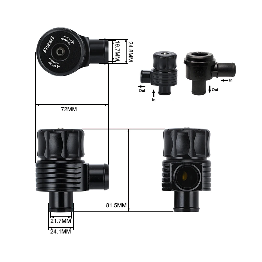 25mm Universal Dual Port Blow Off Valve (BLACK) Di... &ndash; Vicedeal