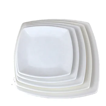 Restaurant Dinnerware cheap bulk dish 9 Inch White Square Melamine Plate