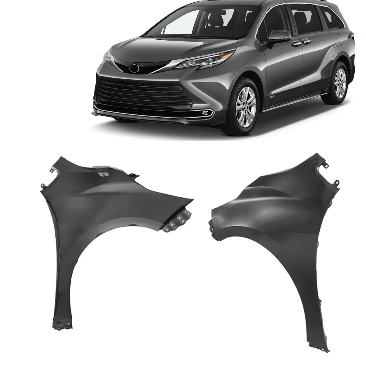 car accessories steel front fender for 2021 2022 2023 toyota sienna accessories oem 538020E160