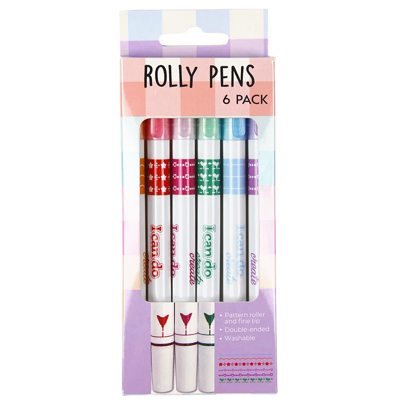 Симпатичные двухсторонние роликовые ручки 6 штук набор маркеров для творчества детей школьные художественные принадлежности