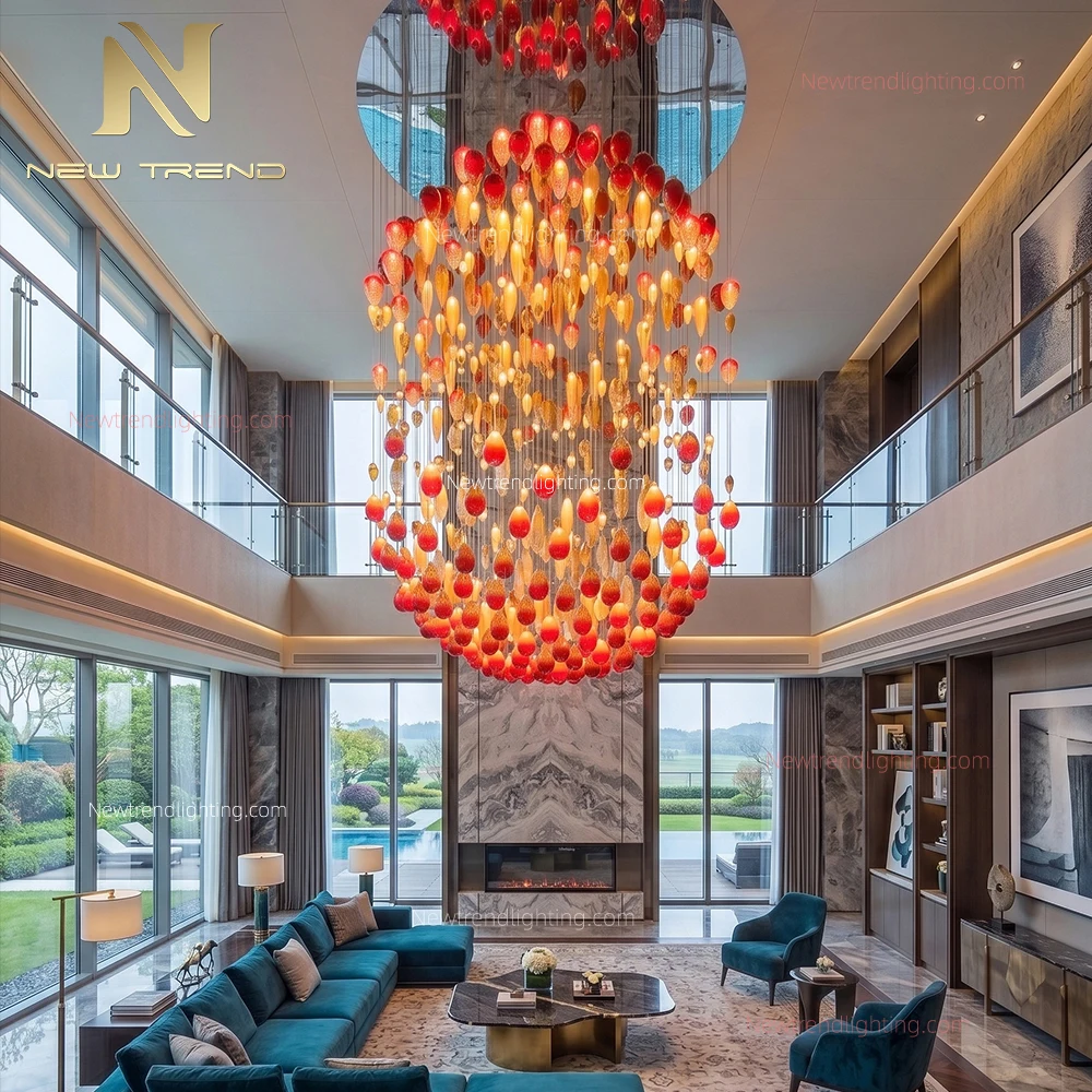 CPL-523 Custom Glass LED Chandelier: Oversized Bespoke Statement Lighting Manufacturer for Hotel Lobbies & Grand Halls