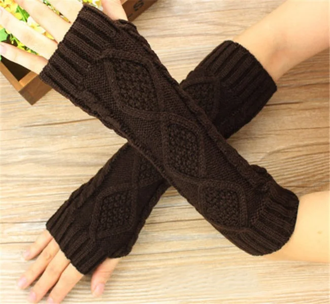 Оптовая продажа 2022 модные дамские сапоги-ботфорты рукава-е акриловые вязаные теплые зимние перчатки без пальцев с 8 видов