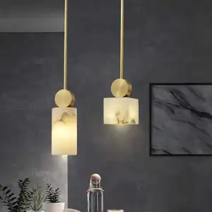 Simple Modern Restaurant Decoration Lighting Natural Marble Copper Indoor Bedside Lamp Chandelier Pendant Lamp