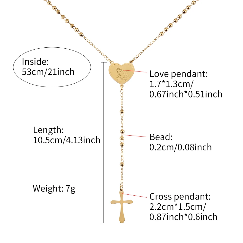 Rosario In Acciaio Inox 316L Con Croce Di Gesù – Perline 6mm, Lunghezza 26″, Scatola Inclusa