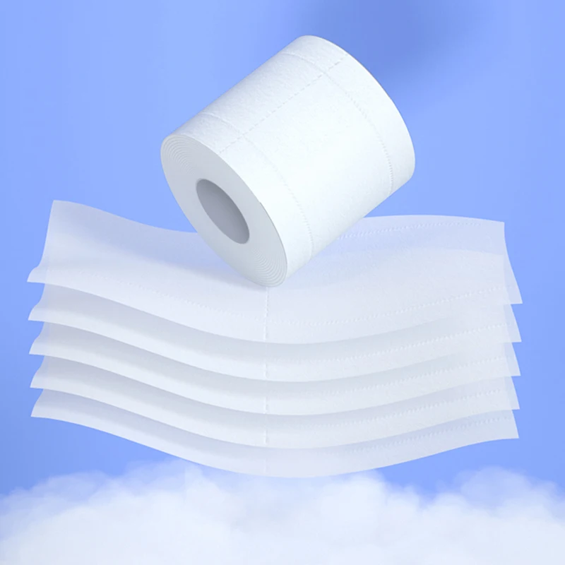5 Ply 100% Wood Pulp Toilet Paper Tissue Roll Hot Sale 6/12/24 Rolls Embossed Biodegradable Butt Wipes