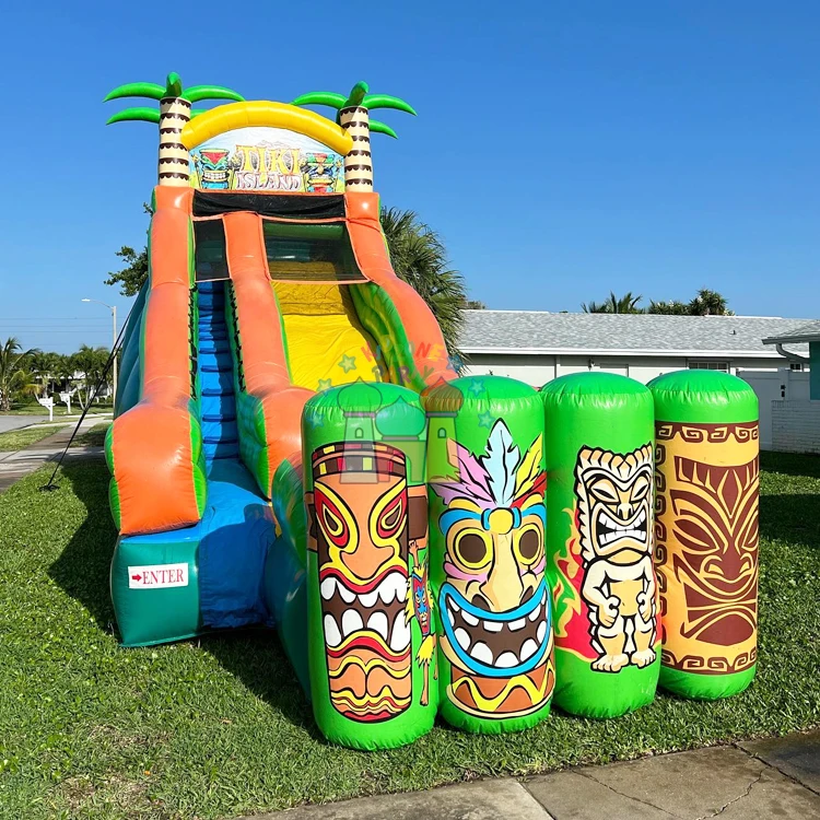 Backyard Kids Summer Bouncing Castle Jumping House Tobogan Inflable 20ft  Tall Inflatable Tiki Island Waterslide