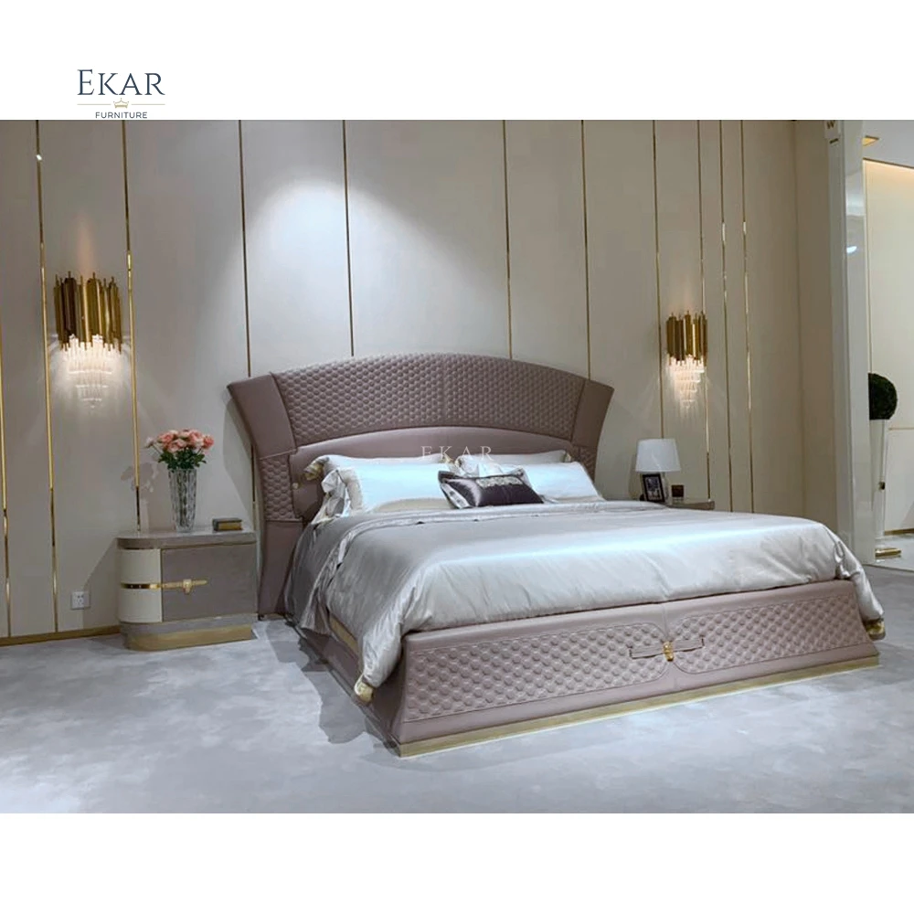 product gold brushed metal lacquer bed   luxury bedroom furniture with a golden touch-62