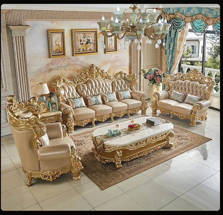 European Style Living Room Sofa Set 1234 Seats Free Combination