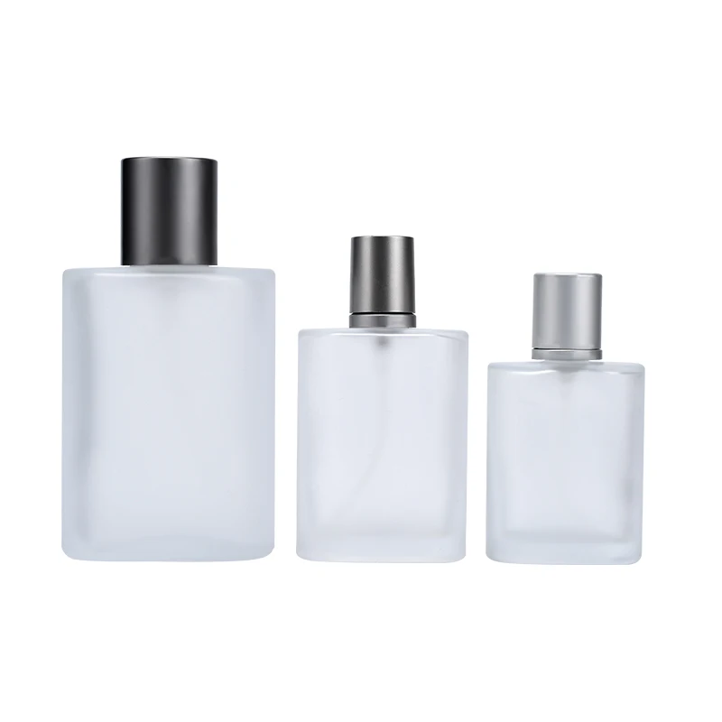 Luxury Recyclable 30ml 50ml 100ml Frosted Glass Perfume Bottle With Pump Spray Cap