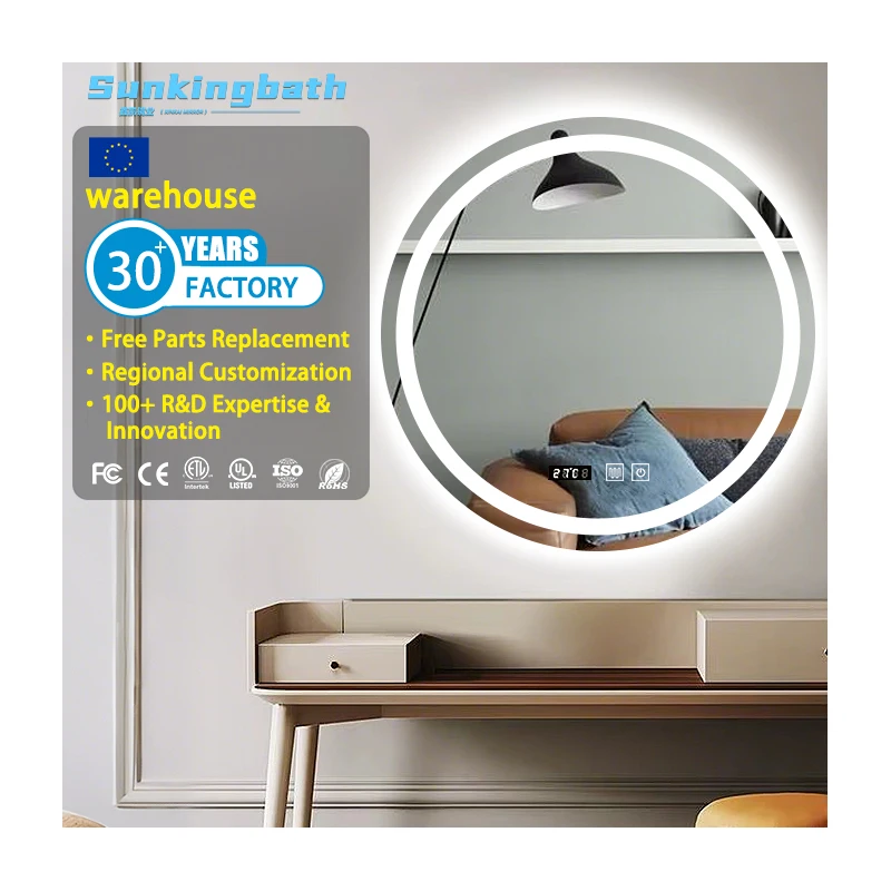 Wall-Mounted Led Bathroom Mirror Light-Up Vanity Mirror Makeup Anti-Fog Smart Bathroom Mirrors with Led Light for Laundry Rooms