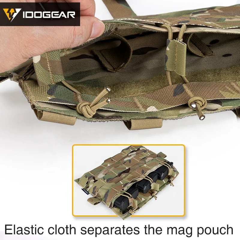 Pochettes Triple Chargeur IDOGEAR 556/762 - Élastique - Panneau Avant - Camo Army