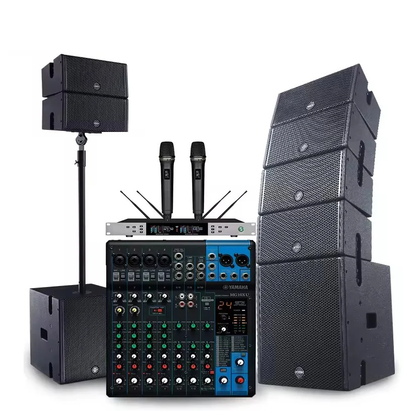 Morin COX-5.4 Mini Coaxial Line Array DJ Speaker System with Passive 120W Digital Mixer for Indoor/Outdoor Use