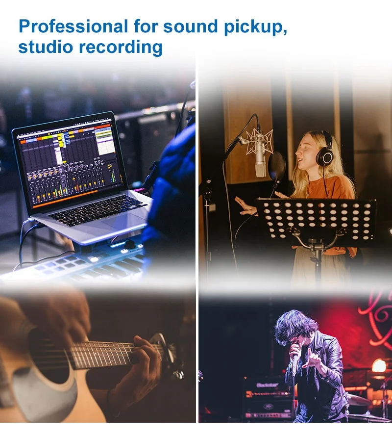 MY MIC X1 Professional USB Sound Card Audio Interface Recording Studio 2 in 2 Out with 48V Power Supply for Computer Singing