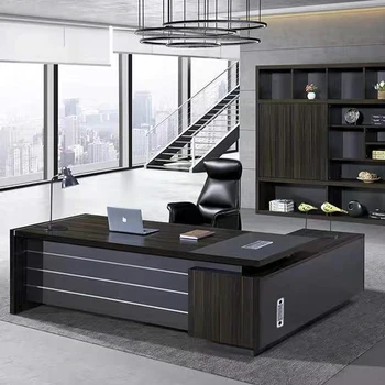 Ekintop modern luxury l shaped ceo manager executive desk wooden office table for office furniture