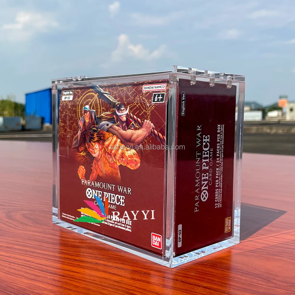 RAY YI Acrylic TCG Display Case for One Piece OP-02 Card Game Booster Box(english Original Print ) RAY YI Acrylic TCG Display Case for One Piece OP-02 Card Game Booster Box(english Original Print )