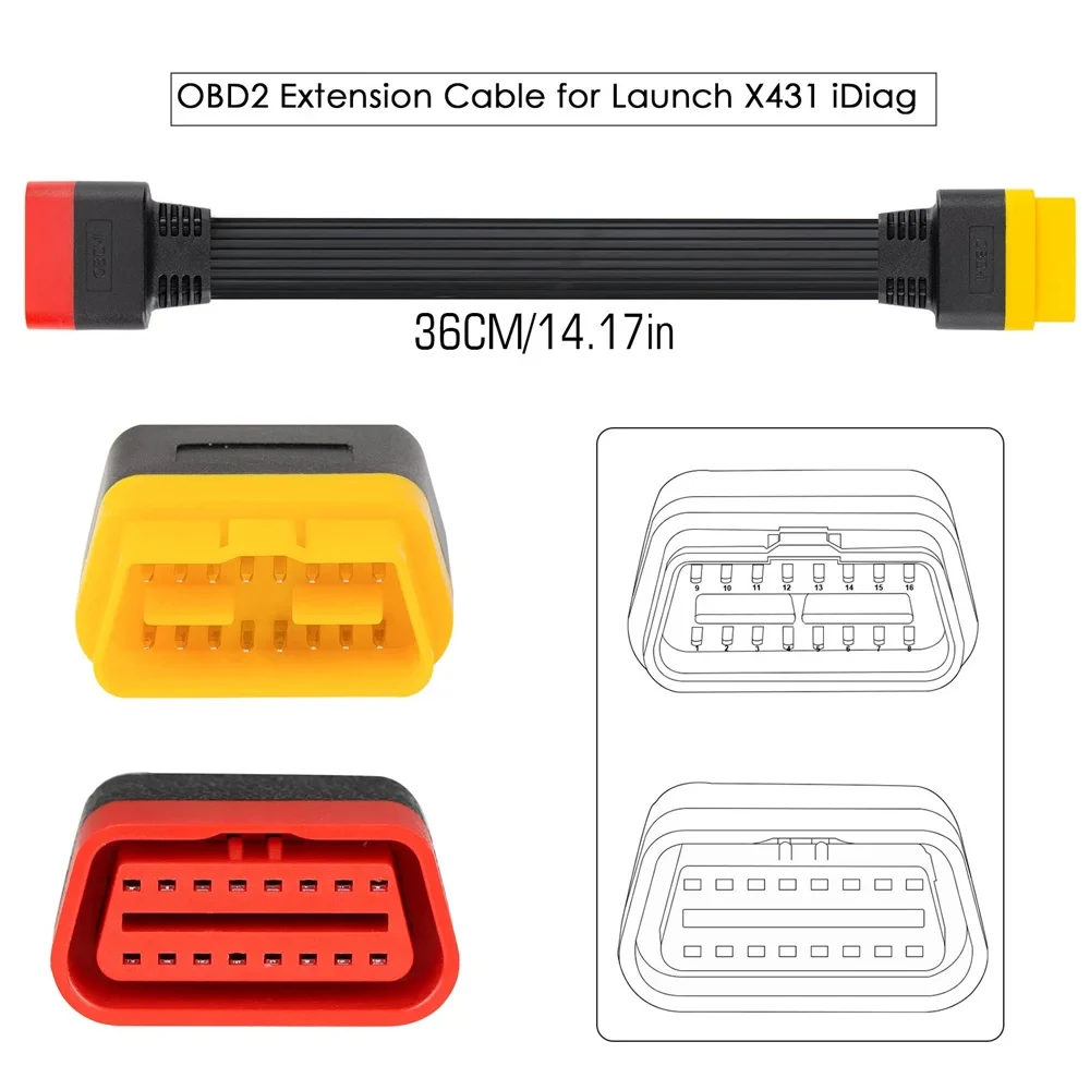 New 36CM OBD2 Extension Cable for Launch X431 for Car Application