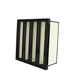 Hot Sale For Cleanroom HVAC System V-bank Type Hepa air Filters With High Capacity Plastic Frame v Bank Pleat Filter