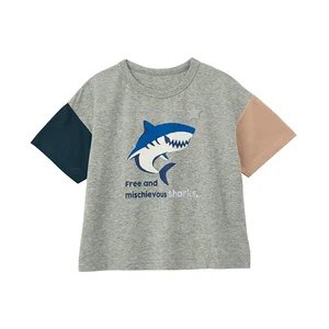 Customization Design Summer Cotton Loose Fit Boys T-shirt Off-shoulder Short Sleeve Children Clothing