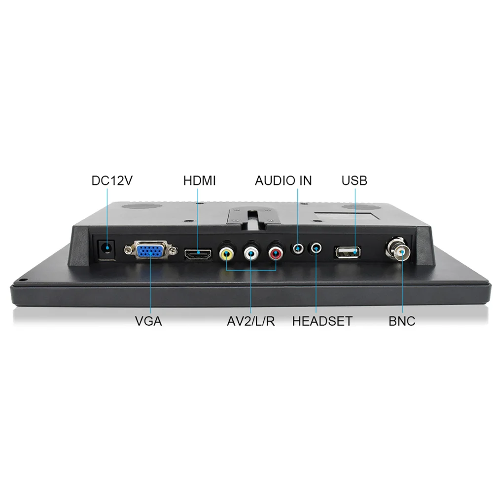 10.1 Inch Widescreen LED TFT LCD Desktop Computer Monitor with Speaker Small Size Capacitive VGA AV Input for Car TV