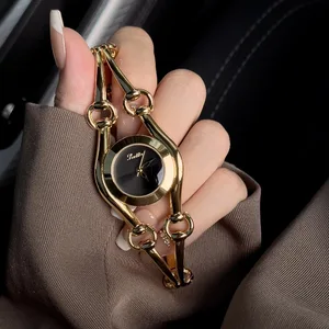2026 New Luxury Quartz Women's Watch Fashionable Special Shape Gold Bracelet Watch New Style Buckle Clasp Wholesale Wristwatch