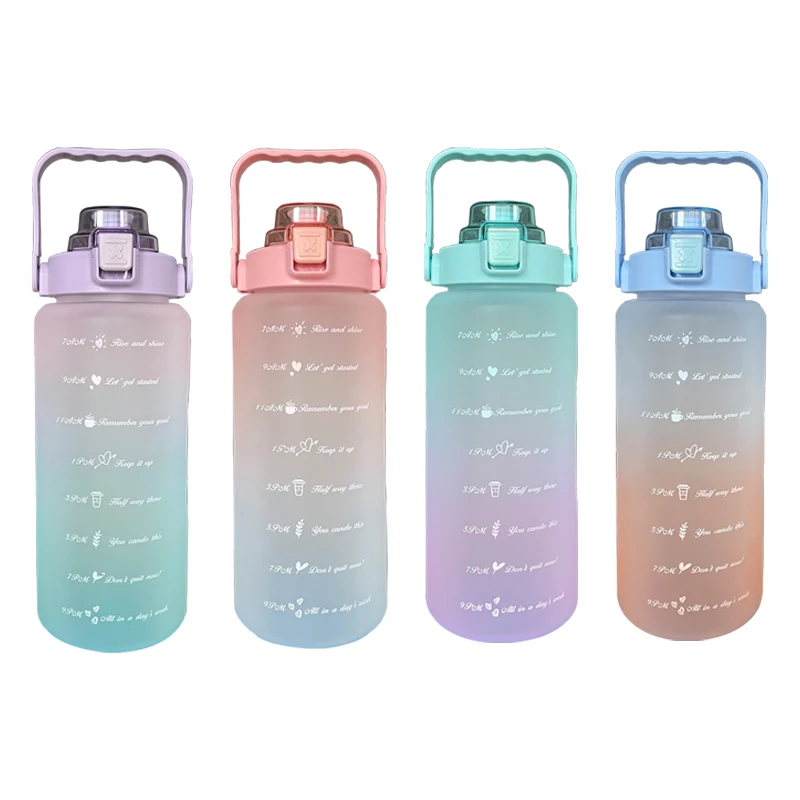 70oz Sports Bottle With Time Marker 2000ml Scale Water Flip Top Lid 【ネット限定】