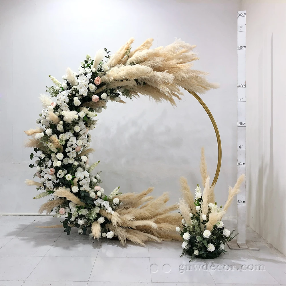 Decorative Flower Supplies Round Arch Flower Stage Floral Frame Backdrop  Wedding Round Arch Wedding Decoration pink  Moongate